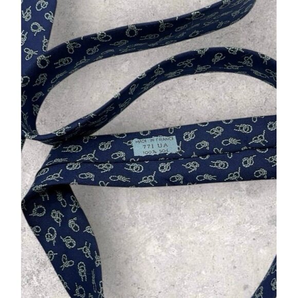 HERMÈS 771 UA Silk Tie FRANCE Blue Gray Rope Knot  W:3.2" EUC - Picture 3 of 6
